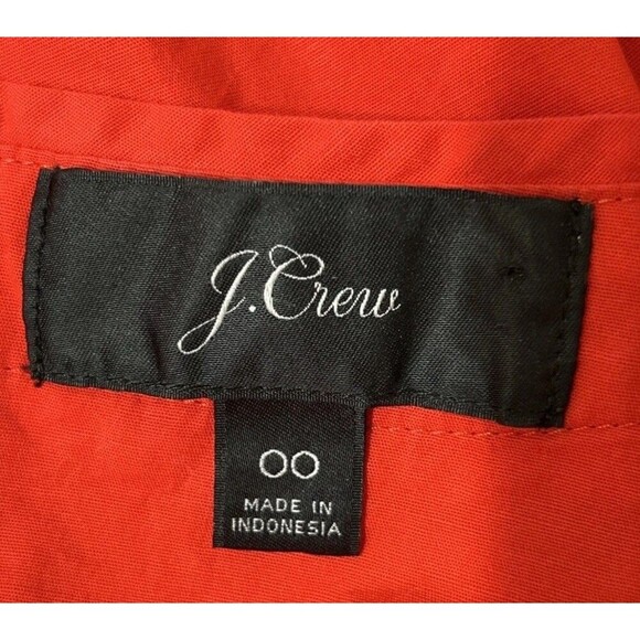 J. Crew Short Sleeve Cotton Poplin Red Orange Midi Dress Size 00 - Picture 7 of 14